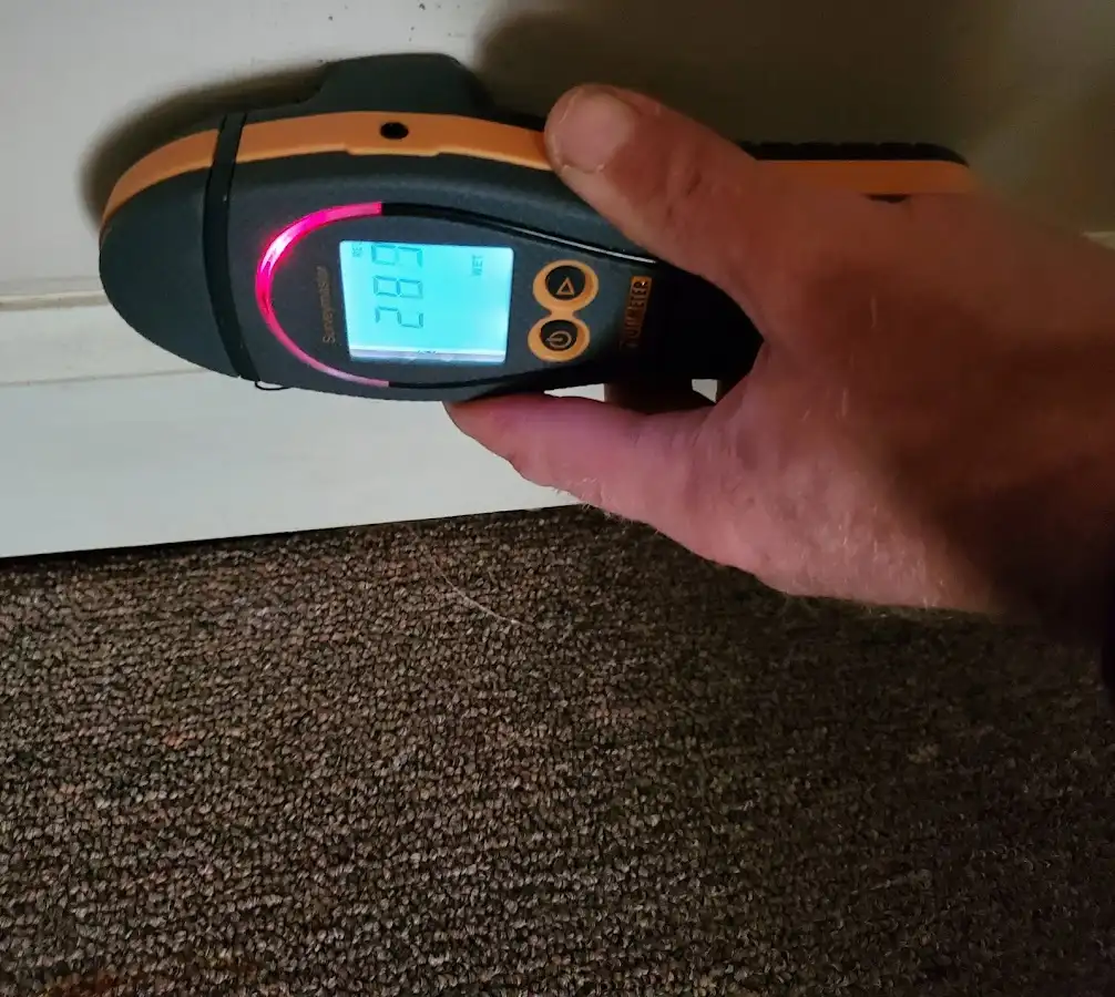 Moisture detection at baseboard during Sewage Cleanup & Sanitation in Ironton