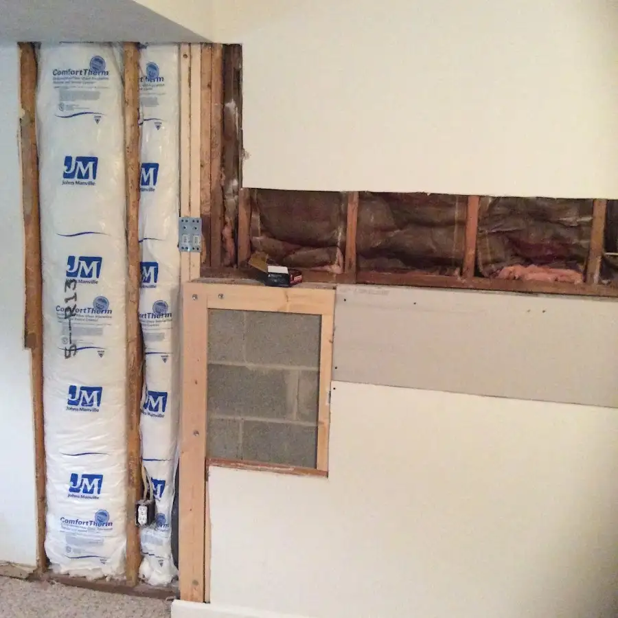Wall insulation replacement during Basement Flood Cleanup in Ironton